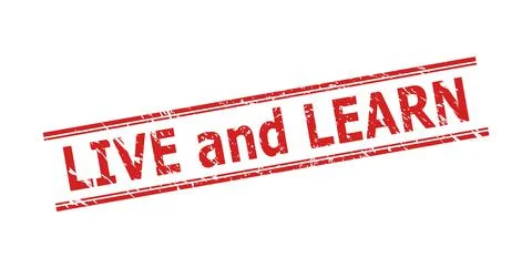 LIVE AND LEARN Stamp with Corroded Texture and Double Parallel Lines Stock-Illustration