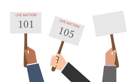 Live Auction Bid Paddles Vector Set Stock Illustration