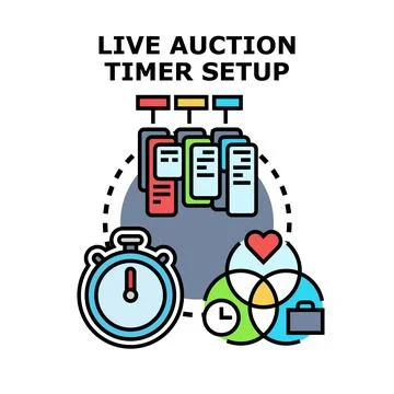 Live auction timer setup concept illustration Stock Illustration