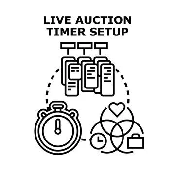 Live auction timer setup concept illustration Stock Illustration