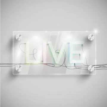 'Live' behind a glass table, vector. Illustrazione stock