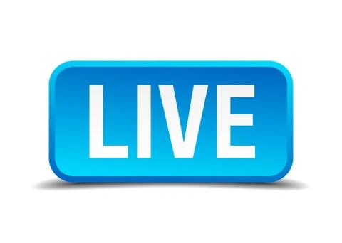 Live blue 3d realistic square isolated button Illustrazione stock