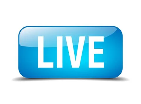 Live blue square 3d realistic isolated web button Illustrazione stock