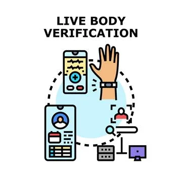 Live body verification of identity biometric data 库存插图