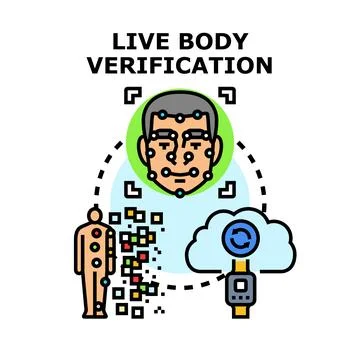 Live body verification using biometric data and cloud technology Stock Illustration