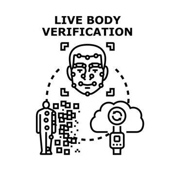 Live body verification using biometric data and cloud technology Stock Illustration