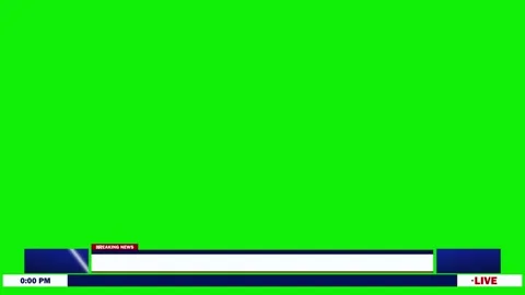 Live breaking news lower third green screen and time boxes seamless looping Stock Footage 279260063