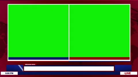 Live breaking news lower third two green screen display and time boxes Vidéo 279260085