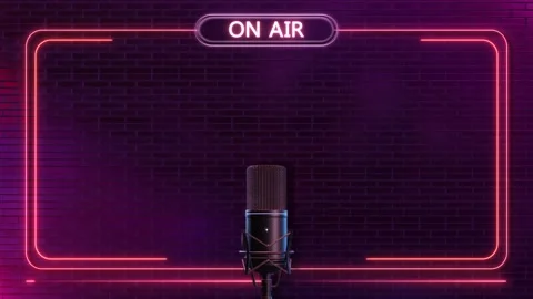 Live Broadcast and Streaming Show Background with Neon Frame Vídeos de archivo 342640953