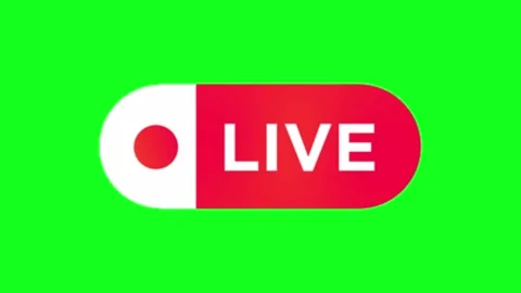 Live broadcast indicator on green screen for video streaming Stock Footage 332395504