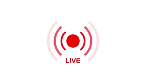 Live broadcast logo pulsing animated signal waves internet streaming vector.. Stock Footage 329145166