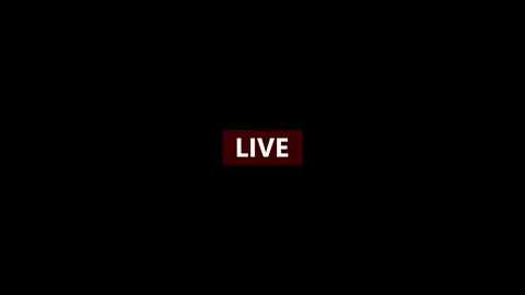 Live broadcast notification with bold white text on black background for st.. Stock Footage 340444502