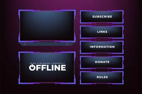 Live broadcast or streaming overlay panels with an offline screen vector. S.. Stock Illustration