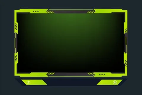 Live broadcast screen panel vector with green color. Online gaming frame de.. Stock Illustration