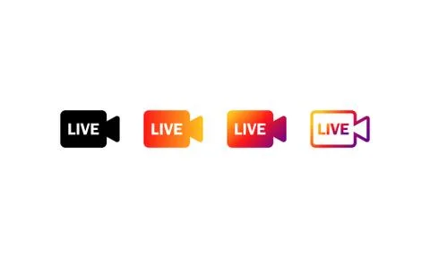 Live buttons icon set. Video streaming colorful gradient. Social media instag Stock Illustration