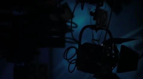 Live camera. In the newsroom studio , before live broadcast professional lights Stock Footage 47856965