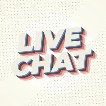 Live chat 3d text with colorful shadow effect on light background Stock Illustration