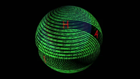 Live chat on binary data rotating sphere. Stock Footage 132071988