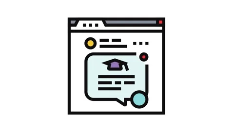 Live chat bubble education platform color icon animation Stock Footage 326117535