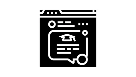 Live chat bubble education platform glyph icon animation Stock Footage 326144370