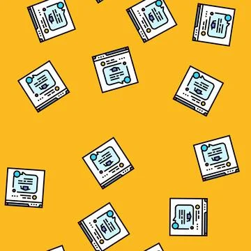 Live chat bubble education platform vector seamless pattern Stock Illustration