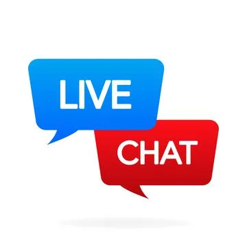 Live chat bubble message banner on white background. Blue and red. Vector ill Stock Illustration