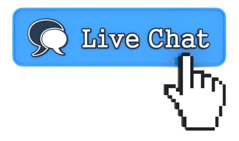 Live Chat Button with  Hand Shaped mouse Cursor Illustrazione stock