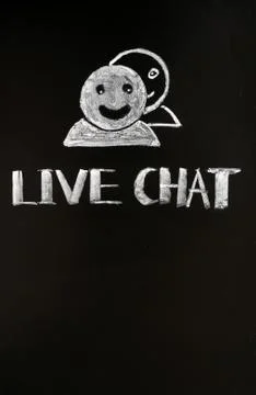 Live chat button with human figures drawn with chalk Stock Photos