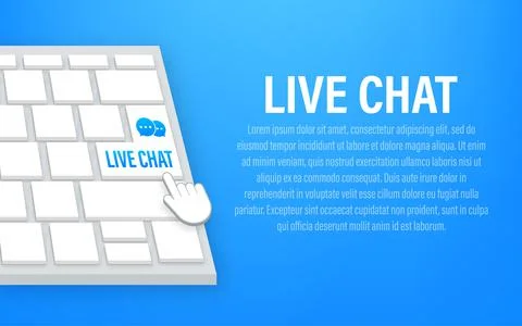 Live chat button on keyboard. Vector stock illustration. Illustrazione stock