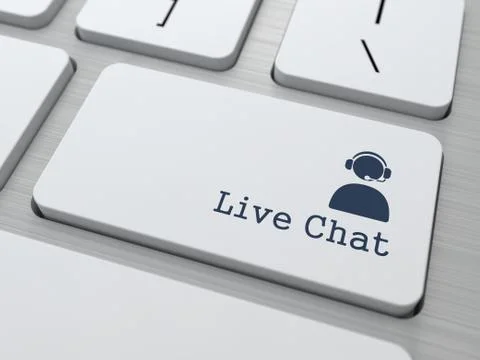 Live Chat Button on Modern Computer Keyboard. Stock Illustration