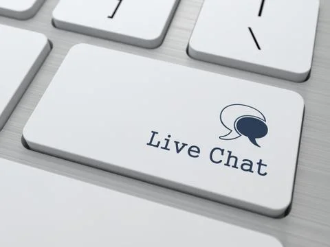 Live Chat Button on Modern Computer Keyboard. Illustrazione stock