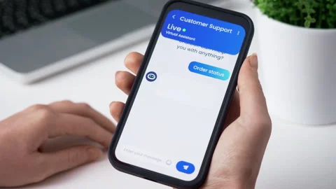 Live chat with the customer service chatbot. Artificial intelligence assistant Stock Footage 260404576