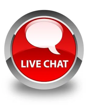 Live chat glossy red round button Stock Illustration