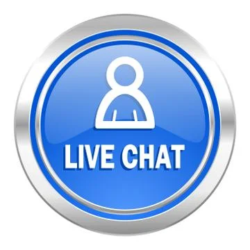 Live chat icon, blue button. Stock Illustration