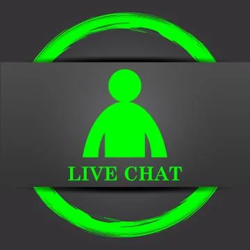 Live chat icon. Internet button with green on grey background.. Stock Illustration