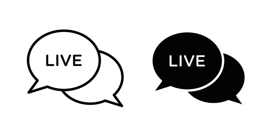 Live chat icon vector concepts, line and silhouette style Stock Illustration