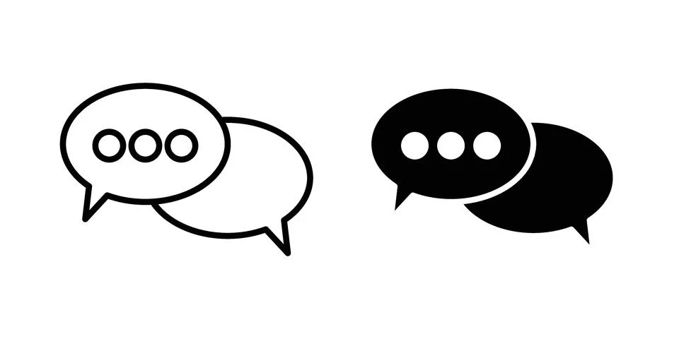 Live chat icon vectors. Illustrations in black Stock Illustration