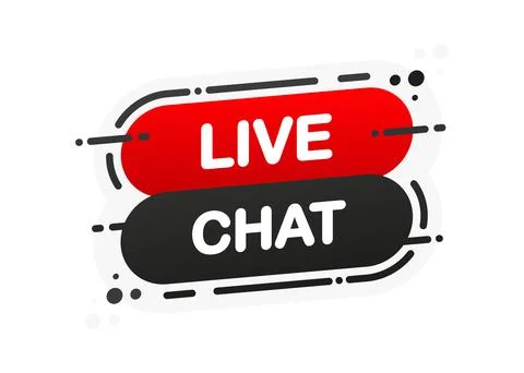 Live Chat isolated red flat banner on white background. Vector illustration. Stock Illustration