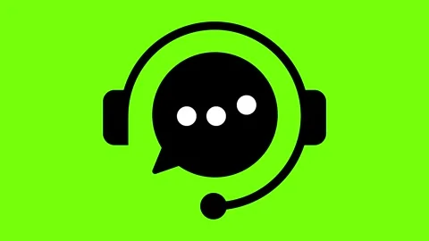Live Chat or Messaging Animation with Headset and Chat Bubble Icon on Green.. Stock Footage 309886597