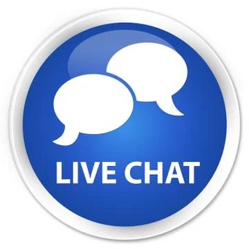 Live chat premium blue round button Stock Illustration