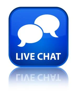 Live chat special blue square button 스톡 일러스트