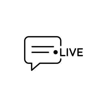 Live chat speech bubble icon with signal dot for streaming video communicat.. Stock Illustration
