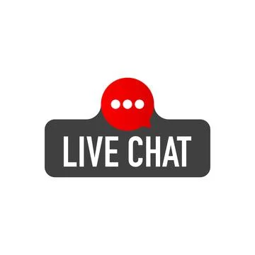 LIVE CHAT on speech bubble label on white background. Stock Illustration