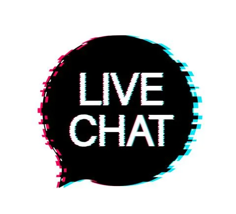 Live chat speech bubbles concept. Glitch icon. Vector stock illustration. Stock Illustration