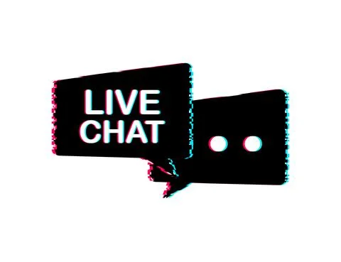Live chat speech bubbles concept. Glitch icon. Vector stock illustration. Stock Illustration