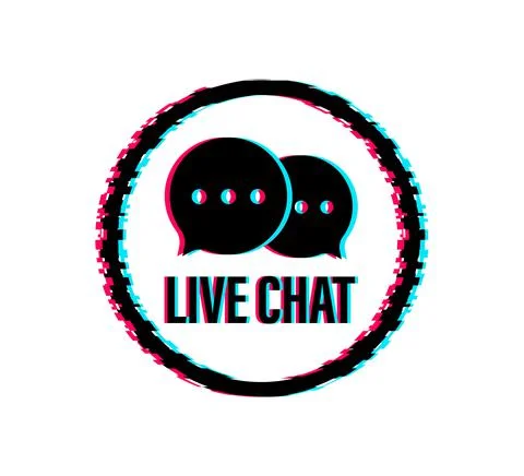 Live chat speech bubbles concept. Glitch icon. Vector stock illustration. 스톡 일러스트