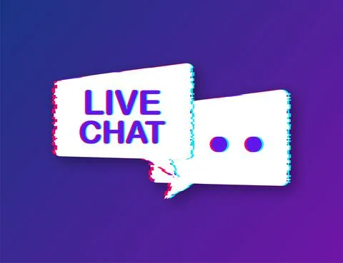 Live chat speech bubbles concept. Glitch icon. Vector stock illustration. Stock Illustration