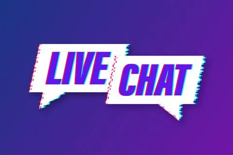 Live chat speech bubbles concept. Glitch icon. Vector stock illustration. Stockillustratie