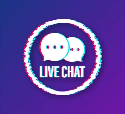 Live chat speech bubbles concept. Glitch icon. Vector stock illustration. Illustrazione stock