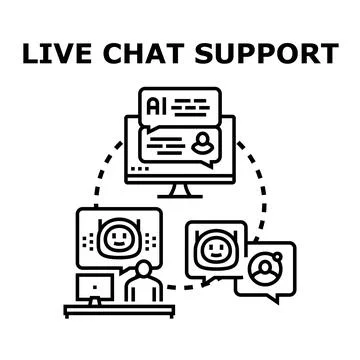 Live chat support communication with artificial intelligence Stock Illustration
